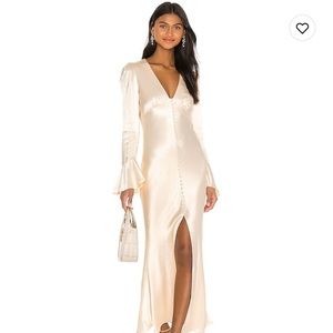 Shona Joy frill cuff bias midi dress